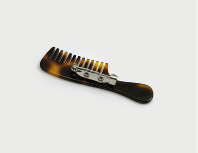 (АРТИКУЛ: 7652/9) БРОШКА ЖЕНСКАЯ "РАСЧЕСКА", В КОРИЧНЕВЫХ ТОНАХ