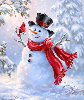 Алмазная картина (мозаика) &quot;Счастливый снеговик&quot; 30*40 см