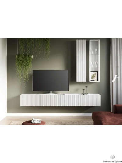 Инфинити тумба под ТВ подвесная 2400 мм Белый / мдф белый матовый