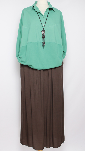 Рубашка "Хлопок с трикотажем" джинс, морская волна, сиреневая р.52-56