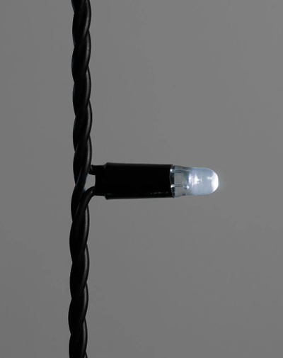 Гирлянда Нить 24В белый свет, 10м, 100 LED, чёрный провод каучук, соединяемая, 24V, IP65