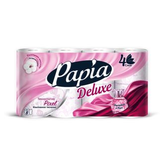 Бумага туалетная Papia DELUXE Парадизо4сл бел 100%ц втул 16,8м 140л 4рул/уп