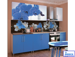 КУХОННЫЙ ГАРНИТУР С ФОТОПЕЧАТЬЮ 2.0 м "Синяя орхидея" ЛДСП (выбор фотопечати) мм