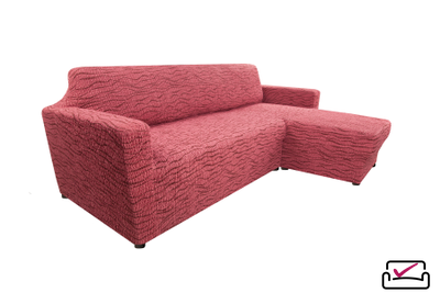 Чехол на угловой диван с правым выступом Тела Ридже Бордовый. ИТАЛИЯ Бренд Еврочехол