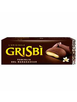 Печенье песочное GRISBI "Vaniglia" с тёмным шоколадом и ванильным кремом 135 г, ИТАЛИЯ, 21204, 3 упаковки