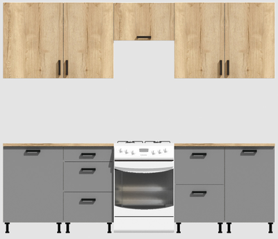 Кухня Эконом 2,1 метра (600х450х600х450) Цвет: Дуб Вотан/Базальт