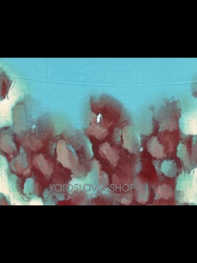 Палантин оранжево-голубой "акварель"