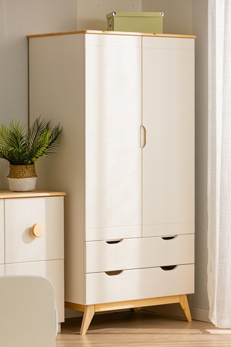 Шкаф 2-створчатый ТК №2 комбинированный на высоких ножках из массива сосны 82 Х 60 Х 178 см