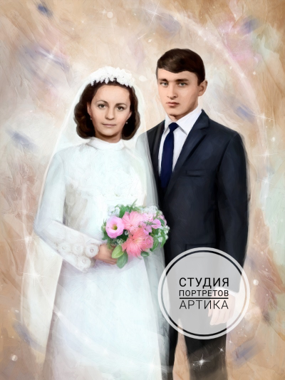 Портрет в Стиле Масло 2 Человека