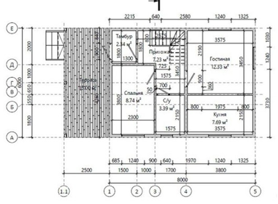 Двухэтажный каркасный дом с четырьмя спальнями 93м² (SK36)