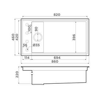 МОЙКА OMOIKIRI KINARU PRO 86-U/I GB (4997027) ГРАФИТ