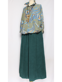 Рубашка вельветовая "Цветная с трикотажем " оливковая