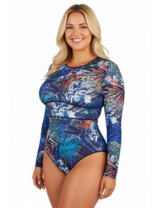Купальник слитный Teres арт. FS173BH (2XL--5XL)  Купальник с SPF защитой.+ повязочка в тон на голове