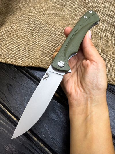 Складной нож Чиж-плюс сталь AUS 10, рукоять G10, цвет олива