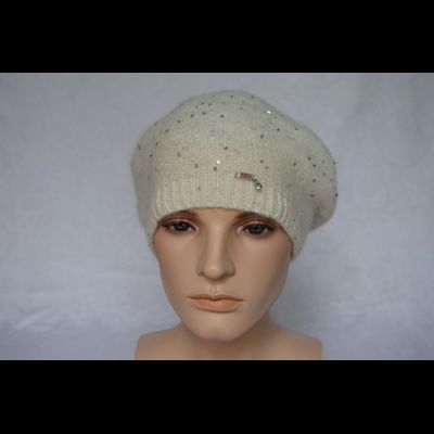 Белый женский берет тонкий с пайетками Vizio Италия 6943 BO