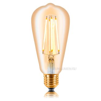 Лампа SUN-LUMEN RETRO LED Gold ST64 4C2 E27 4W 2200K 400Lm