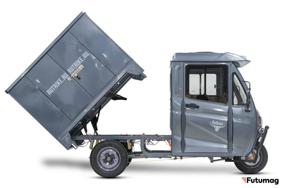 Грузовой электротрицикл Rutrike КАРГО Кабина Дуал NEXT 72V 2000W серый