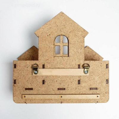 Ключница новогодняя с полкой "Домики", 22 х 20 см