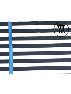 лоскут полиэфир принт полоска, цв. черно-белый  140 см