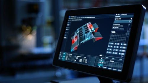 Экран ЧПУ-пресса с графиком усилия и 3D-моделью процесса гибки