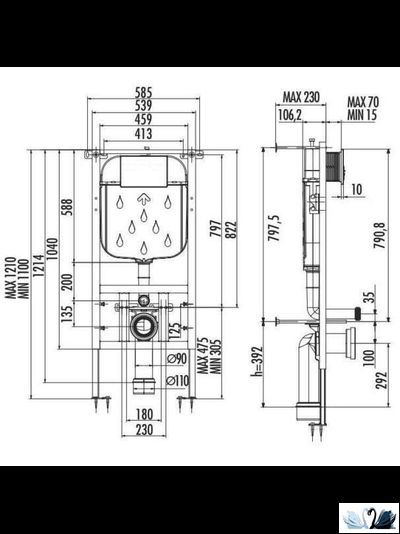 Унитаз CREAVIT Patera TP328.001Z0 c инсталляцией - комплект с сиденьем микролифт, клавишей UFO (TР328.001Z00 + GR5003.01 + GP1001.02 + KC1503.01.0000E)