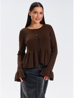 Кардиган вязаный приталенный укороченный с баской