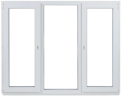 Пластиковое окно трёхстворчатое с двумя поворотно-откидными створками ш.1750 мм, в.1300 мм