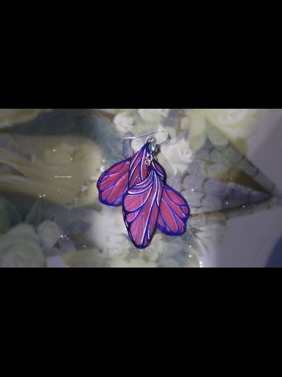 Серьги из шёлка "Крылышки Феи Розового Сада"