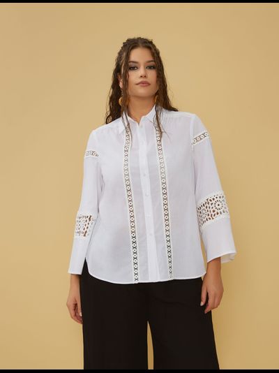 Рубашка из шитья, цвет белый, черный