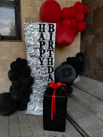 Оформление детского дня рождения в красно-чёрном стиле № 1451