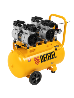 Компрессор безмасляный, малошумный DLS 1500/50, 1500 ВТ, 2x750, 50 л, 260 л/мин Denzel