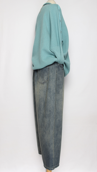 Джинсы "ШИРОКИЕ" серо-голубые р.32-42 (от 48 до 58)