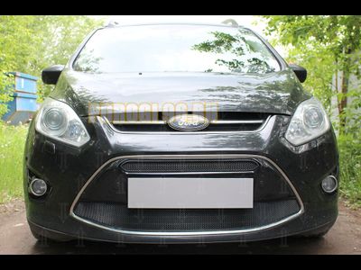Защита радиатора Ford C-MAX (II) 2010-2015 (2 части) black
