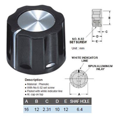 Ручка потенциометра для педалей и усилителей АМТ (41034-2B)