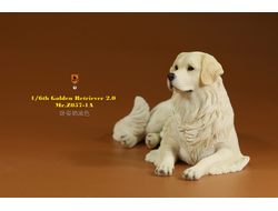 Белый ретривер (лежащий) - Коллекционная ФИГУРКА 1/6 scale Animal Model Golden Retriever 2.0 (MRZ057-1A) - Mr.Z