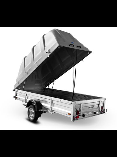 Прицеп «Спутник PRO» (3440x1500x380) пластиковая крышка, оцинкованная рама, с силовым подрамником, LED оптика НОВИНКА!!!