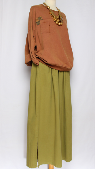 Джемпер вареный хлопок "Цветная заплатка" терракот, шоколад до р.54