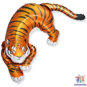Шар фольга тигр 100 см ( шар+ гелий+ лента)