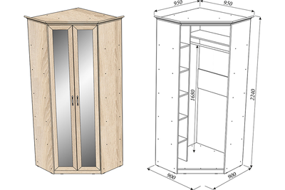 Шкаф Фиери угловой с зеркалом