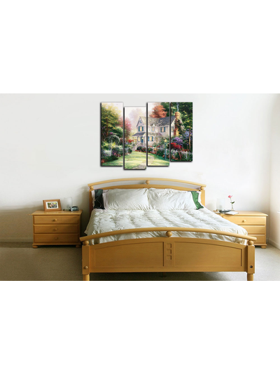 Модульная картина "Домик с чудесным садом"