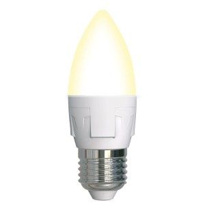 Лампа светодиодная Uniel ЯРКАЯ свеча диммируемая C37 E27 7W(600lm 240°) 3000К 2K матов. 37x109 LED-C37 7W/3000K/E27/FR/DIM