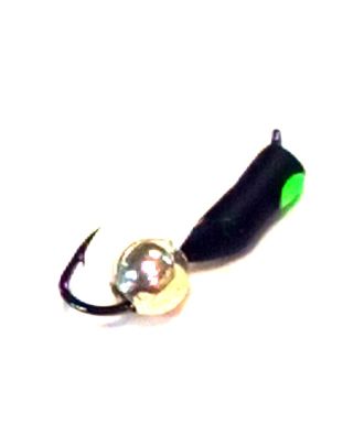 Мормышка вольфрамовая Столбик латун шарик. зел.точка вес.0.37gr.12mm. d-2.0mm,