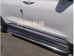 Пороги с накладным листом d53 для Hyundai Santa fe 2021-2024