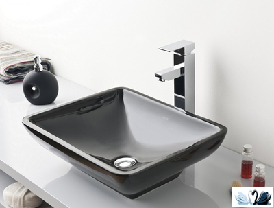 Раковина Creavit TP140.4, 50 см, Накладная, прямоугольник, черный цвет