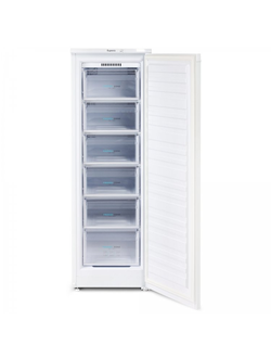 Узкая вертикальная морозильная камера, шесть выдвижных ящиков.