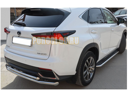 Защита заднего бампера двойная  d60/42 для Lexus NX200/NX300 2017-