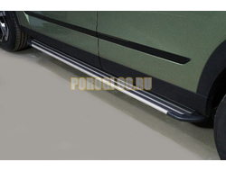 Пороги алюминиевые "Slim Line Silver" 1720 мм ТСС для Jaecoo J7 1.6T 2WD 2023-