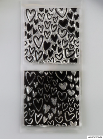 Штамп для творчества силикон "Нарисованные сердечки" 8 х 16,5 см