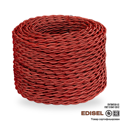 Витой ретро провод 2х1.5 песочный шелк бухта