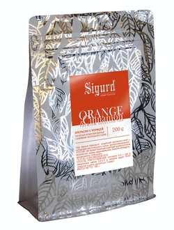 Чай SIGURD BLACK ORANGE & CINNAMON черный Апельсин с корицей 200гр (КвадроПак)